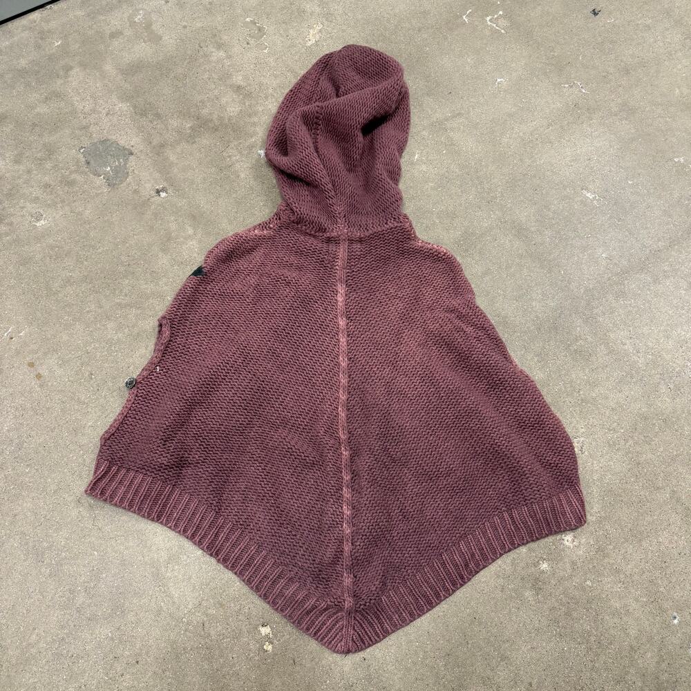 Diesel Mauve Wool Blend Weaved Knitted Poncho Hooded Asymmetric Hem Size Small - Picture 4 of 8